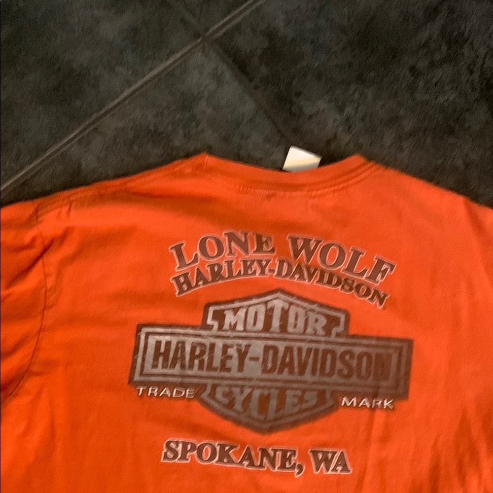 Harley-Davidson Orange Short Sleeve Tee size large - Picture 8 of 8